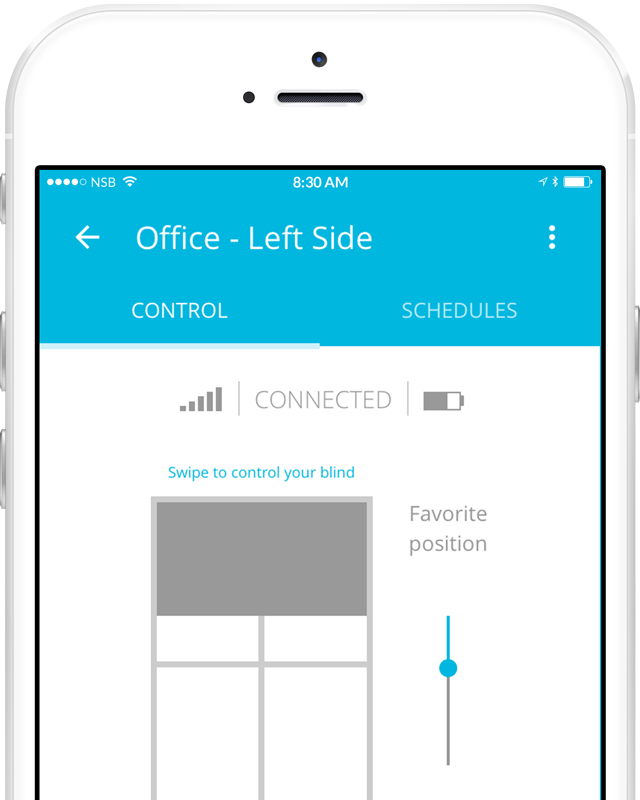 Neo Blue Link app motorized blind control