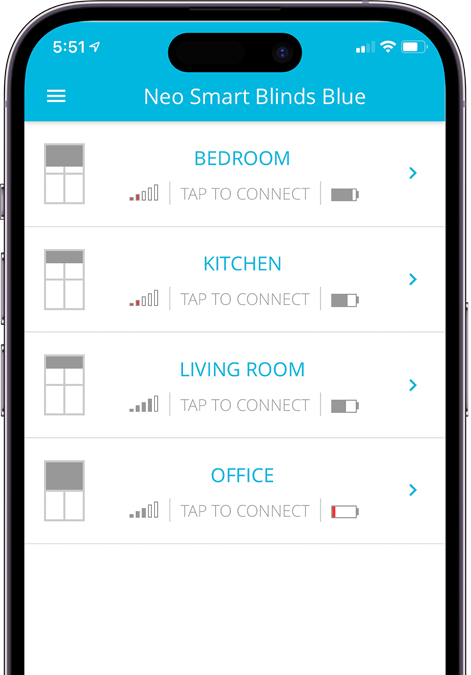 Neo Smart Blinds Blue App screenshots